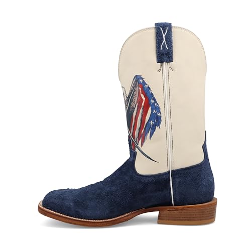 Twisted X Men's 12" Tech X Boot, Wide Square Toe with CellStretch and Tech X, Navy & Red, White, & Blue, 9.5 EE2