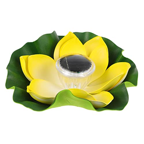 BESPORTBLE Lumières De Lotus Flottantes pour Piscine Extérieure Et Étang Jardin, Lampe Solaire Étanche Jaune, Décoration Lumineuse Flottante pour Bassin Et Terrasse