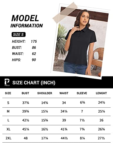 Polu Womens Polo Shirts Short Sleeve Collared Shirt Dry Fit Button Down Shirt Casual Blackgrey Xl #TOP5