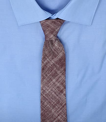 Image of Men's Chambray Cotton Skinny Necktie Tie Textured Distressed Style - 2.5 inch Width