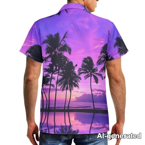 Image of Hawaii Matching Couple Outfits Husband and Wife Clothing Fashionable Mens Casual Shirts Hawaii Dress with Soft Fabric