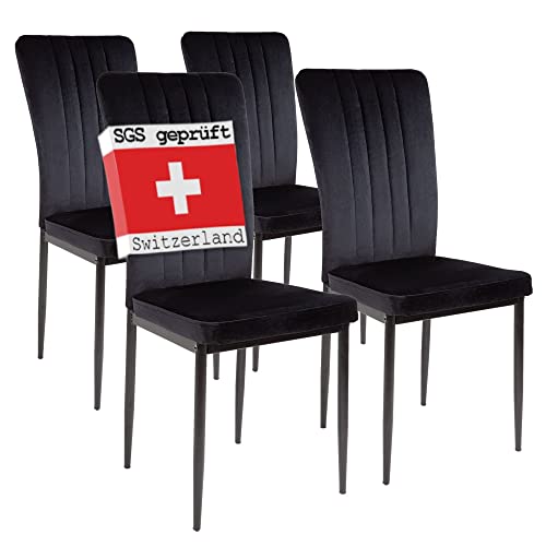Albatros Silla de Comedor Modena, Set de 4 sillas, Negro, certificada por la SGS