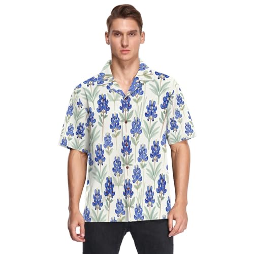 Chemise hawaïenne Texas Bluebonnet pour homme aux finitions soignées