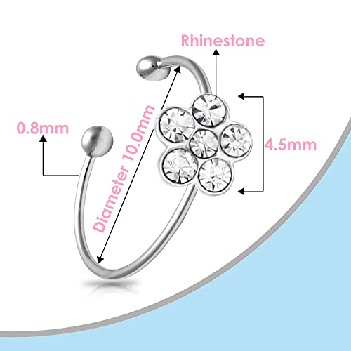 Kchex Small Thin Flower Clear Crystal Nose Ring Stud Hoop-Sparkly #TOP1