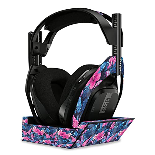 Image of MightySkins Glossy Glitter Skin Compatible with Astro A50 Wireless Headphones + Base Station (Gen 4) - Contrast Hibiscus | Protective, Durable High-Gloss Glitter Finish | Easy to Apply