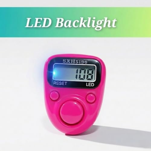 Image of Digital Hand Tally Counter, LED Display, Ring Design, Reset Button(Pack of 1) (Pink)