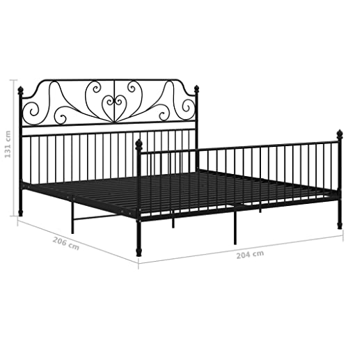 Bettgestell Metallbett Schlafzimmer Bett Doppelbett Schlafzimmermöbel Bettrahmen Lattenrost Pulverbeschichtetes Metall Bettgestell Schwarz,200 x 200 cm – Bild 3
