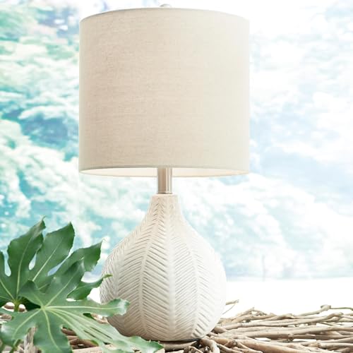 Signature Design by Ashley Rainermen Casual Ceramic Table Lamp, Transparent White Glaze Finish, Drum Hardback Fabric Shade, 11" W x 11" D x 21" H, Off White - Image 3
