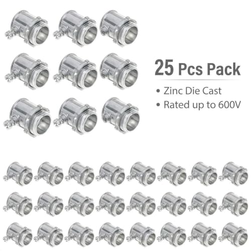 QWORK EMT Set Screw Connectors, 1/2" Zinc Die Cast, 25 Pcs Electrical Conduit Fitting, High Voltage & Easy Installation for EMT Conduit by QWORK - Used condition - Image 7