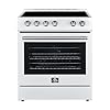 FORNO 30" Leonardo Espresso Electric Range with 4 Radiant Elements - 5.0 cu. Ft. 240V 3500W Stainless Steel Kitchen Electric Range with 2 Oven Racks & Convection Oven, White
