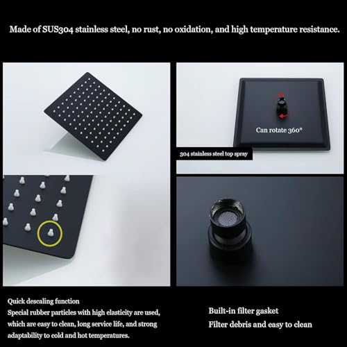 Ensemble de robinet de douche mural robuste avec finitions noires mates