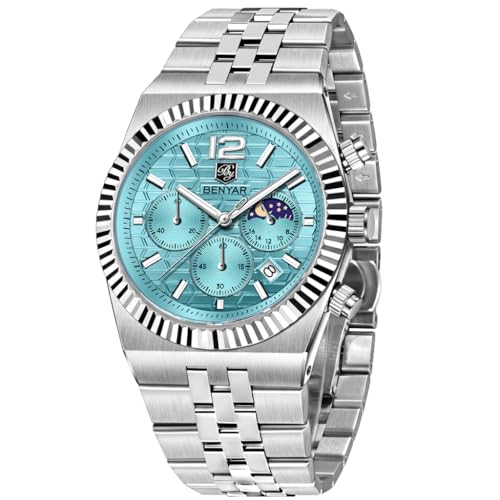 Image of BENYAR Men's Luxury Chronograph Watch Date Window High-Performance Luminous Quartz movment Waterproof -Ideal Gift for Business & Casual Gift Stylish Wristwatch for Men & Boys