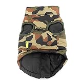 Pegasus Wintermäntel für Hunde Bekleidung für Katzen Jacke Chihuahua Dackel Mit Geschirr Hoop D Ring Warme Haustierkleidung Daunen Weste für Welpen Gepolsterter Winddicht Kaltes Wetter Camo XS