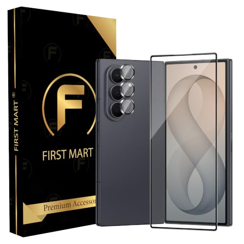 Image of FIRST MART Tempered Glass for Samsung Galaxy Z Fold 8 Ultra 5G with Black Camera Ring Guard & Installation Kit | HD Clear Edge-to-Edge Screen Protector, Scratch Resistant, Case-Friendly | Pack of 1