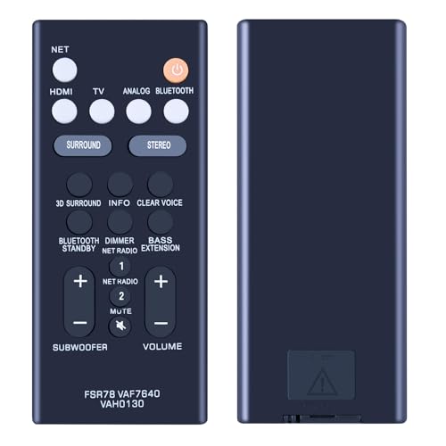 GOUYESHO Mando a Distancia de Repuesto FSR78 VAF7640 para Barra de Sonido Yamaha ATS-1060 YAS-107 ATS-1070 YAS-207 ATS-2070 YAS-CU207 NS-WSW42 BAR-400 YAS-106 para Mando a Distancia Yamaha