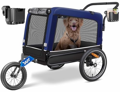 KESSER® Hundeanhänger Boxer 3-in-1 Hundebuggy & Jogger Fahrradanhänger groß ca. 240 Liter Volumen, gefedert, Material: 600D Oxford Canvas, SmartSpace Concept, maximale Belastbarkeit: 40 kg