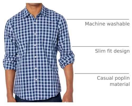 Image of Amazon Essentials Men's Regular-Fit Long-Sleeve Casual Poplin Shirt, Button Front, Business Casual, Collared