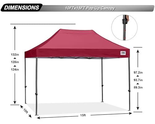 Image of ABCCANOPY Patio Pop Up Canopy Tent 10x15 Commercial-Series (Burgundy)