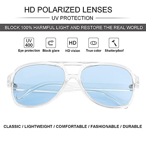 Image of Polarized Classic Vintage Aviator Sunglasses for Men Women Large Frame Retro 70s Sunglasses