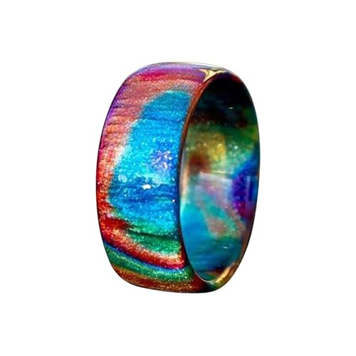 Yooestores82 Anillos Una exhibición de colores de ensueño en las yemas de los dedos, los exquisitos anillos acrílicos de gradiente de arcoíris personalizados, una mezcla de naturaleza con anillos de