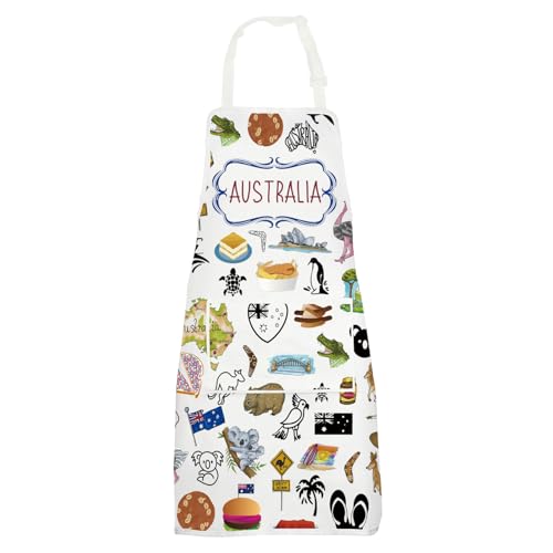MYSOMY Australia Cooking Apron Australian Kitchen Apron Australia Themed Gifts Australian Souvenirs Apron (Australia UK)
