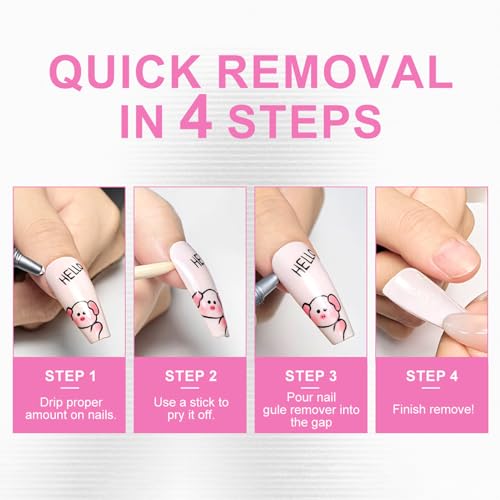 Press on Remover, Gel Glue Cleaner, 0.93x3.89in Nail Adhesive Tool, Quick Softening Formula, Gentle Non-Damaging Action for Beginner, Expert, Salon, Business, Travel Use – vue 6