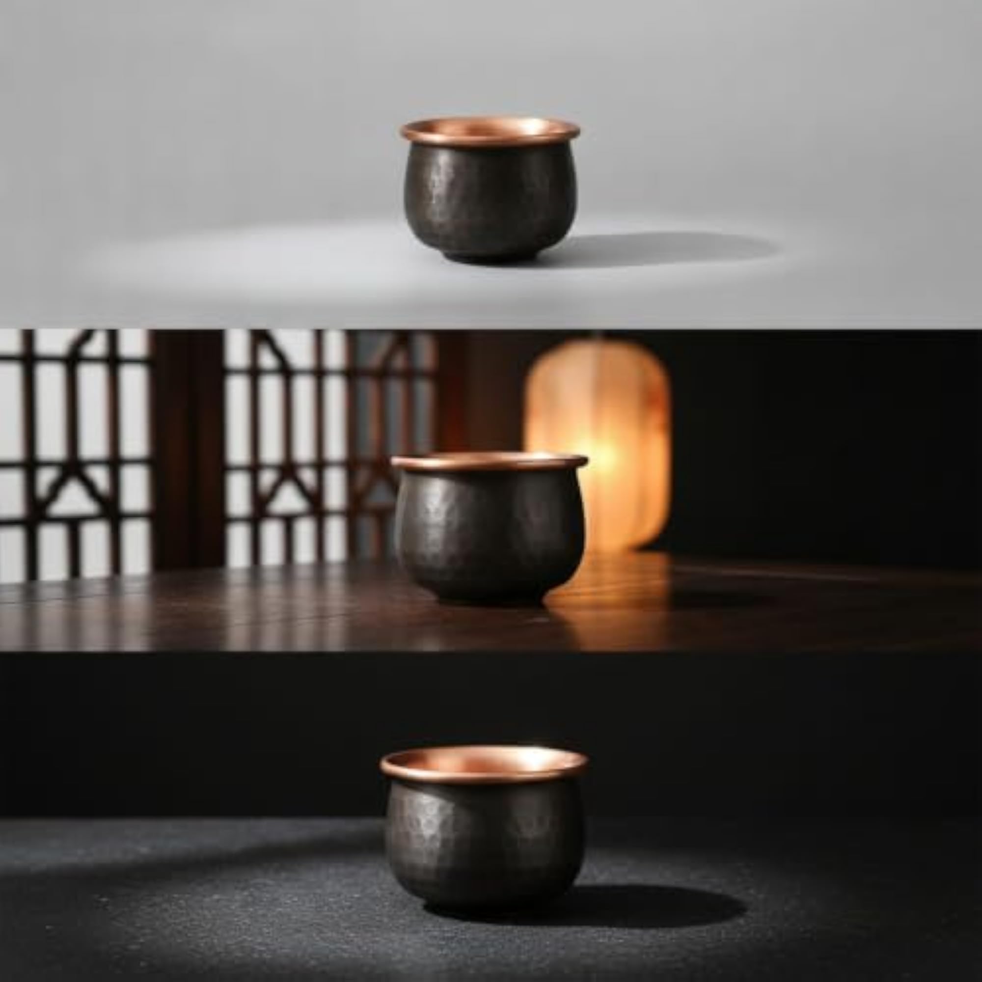 Handmade Copper Tea Cup, Hammered Exterior for Collectors