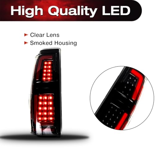 Image of EOMD DOT Approved LED Tail Light Assembly, Clear Lens, Smoked Housing | Compatible With 1999-2006 Chevy Silverado 1500 2500, Compatible With 1999-2002 GMC Sierra 1500 2500 3500, Rear Lamp