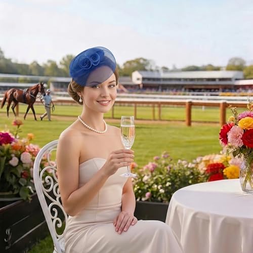 Image of DRESHOW Fascinators Hat Feather Headband Women's Fascinators Tea Party Headwear with Clip Flower Head Band for Girls & Women