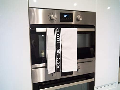 Lex's Linens Pack of 4 100% Cotton Glass Cloths/Glass Kitchen Towel/Glass Tea Towel/Catering Cloth/Bar Cloth (Black, 4)