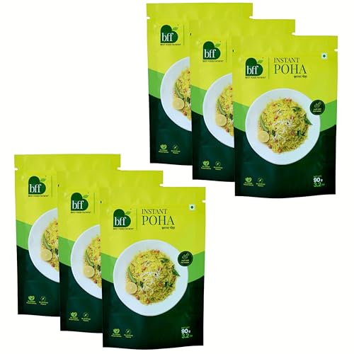 Image of Instant Poha Pack of 6 (90g Each) | Ready to Eat Indian Breakfast Mix | Just Add Hot Water | No Added Preservatives | Portable Pack for Travel, Office, or Home | Simple & Easy Meal Solution