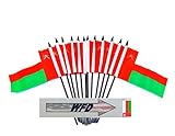 Oman Desk Flags, Pack of 12 Polyester 4x6 inch Miniature Table Office Little Flags, Small Mini Hand Waving Stick Flags
