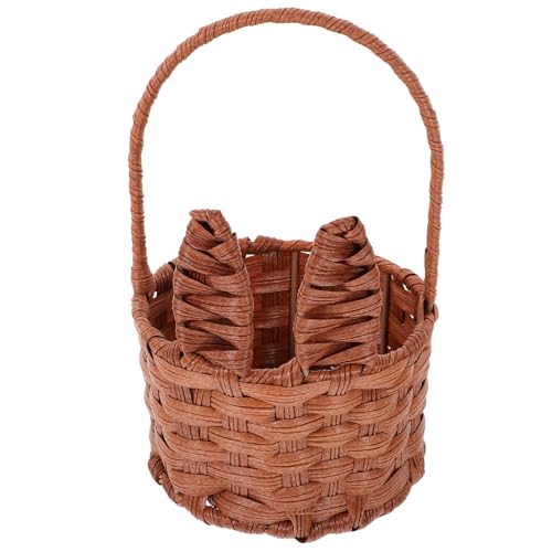 Cabilock Panier De Pâques Avec Poignée - Panier Tissé De Pâques Lapin Mignon Récolte D'oreilles De Lapin Paniers De Pique- Fille De Fleur Panier Cadeau En Osier Vide Pour Jouet De