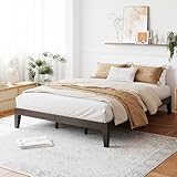 COLAMY 12 Inch Queen Size Platform Bed Frame,Sturdy Wood Bed Frame with Wood Slat Support, No Box Spring Needed, Easy Assembly(Espresso)