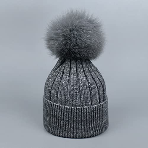 Bonnet en laine tricoté avec pompon pour enfants et adultes UKKO