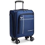 Tonyeee Softside Carry on Luggage Airline Approved, 17 Inch Underseat Carry-on Luggage with Removable Spinner Wheels, Small Personal Item Suitcase for Travel Business (Blue, 17 inch_Underseat)