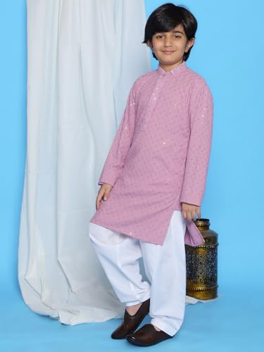 Image of AJ DEZINES Kids Kurta Pajama Set For Boys | Embroidery Chikankari Kurta Set | Traditional & Festive Outfit | Cotton Stylish Boys Kurta Pyjama | Perfect For Festivals Wedding & Family Function