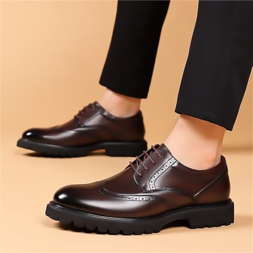 Men's Lace Up Genuine Leather Brogue Dress Shoes Business Casual Oxford British Style Wedding Suit Comfortable Breathable Footwear3