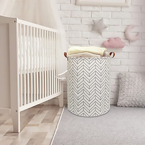 Clocor Large Round Storage Bin,Collapsible Storage Baskets, Dirty Laundry Hamper Baskets For Baby Boys And Girls, Office, Bedroom, Toys Nursery Kids Clothes Gift Basket (Grey Geometry) #TOP3