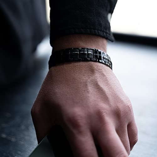 Polldan Copper Magnetic Bracelet For Men | 6000 Gauss Pure Copper Bracelet For Men | Magnetic Bracelets For Men With Extra Stength | Mens Magnetic Bracelet With Adjustable Length And Sizing Tool (Black Copper) #TOP3