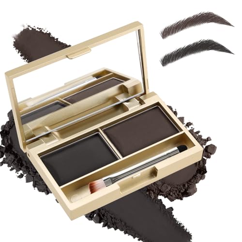 Boobeen Eyebrow Powder Kit, 2-color Waterproof Eyebrow Palette Makeup to Definer & Filler Brows, Eyebrow Color Powder Shape Natural Looking Brow – with Mirror Brush