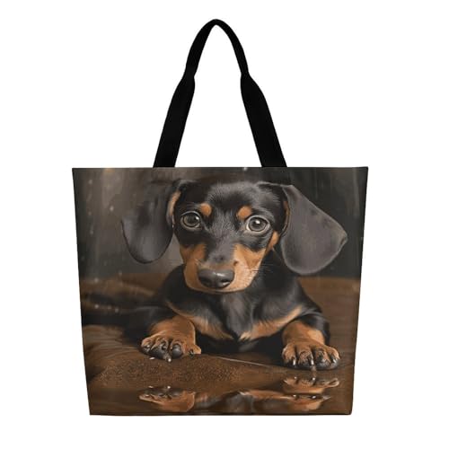 Women's Multi-Functional Shopping Bag，Cute Dachshund Printing Messenger Bag Shoulder Bag for Travel, Work, Shopping & Parties with Inner Pocket, Grocery Bag Lightweight & Water-Resistant3