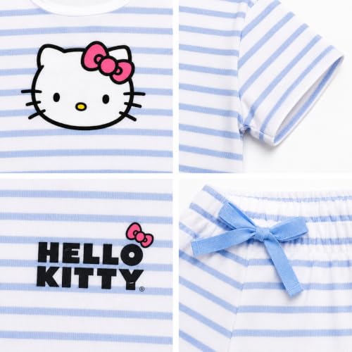 Image of Hello Kitty Girls Short Set - 2 Piece Short Sleeve Graphic Tee and Shorts Clothing Outfits (Sizes: 2T-12)