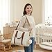 GOBABYMART Diaper Bag Tote for Moms, Baby Hospital Bag with Insulated Bottle Pockets, Changing Pad & Stroller Straps (Beige)