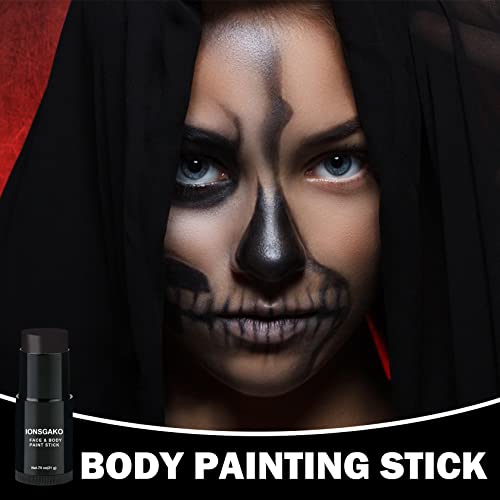 Black Face Paint Stick, Eye Black Stick for Football Baseball Sports Body Paint Foundation Makeup Halloween Zombie SFX Clown Vampire Goth Skeleton Black Face Makeup - Black - Thumbnail 2