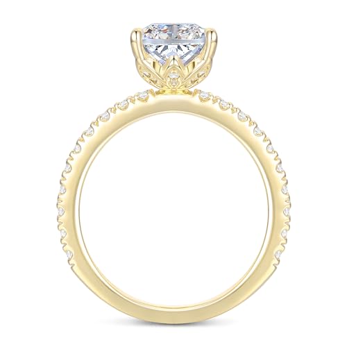 14K White Gold Engagement Ring 3CT Radiant Cut Moissanite Rings 14K Gold Moissanite Engagement Ring for Women3