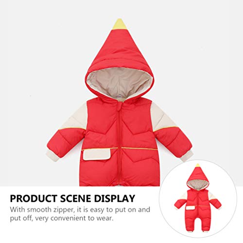 Amosfun Macacão Vermelho de Inverno Macacão para Bebês Com Capuz Quente E Manga Comprida para Bebês