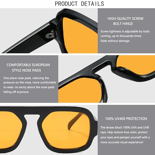 Trendy Square Aviator Sunglasses for Women Flat Top Designer Stylish Frame Sun Glasses Vintage Shades4