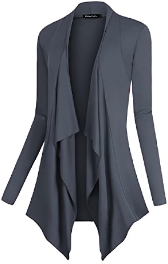 Urban CoCo Women's Drape Front Open Cardigan Long Sleeve Irregular Hem