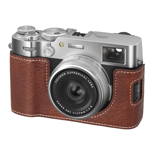 VOVMOEYA X100VI Camera Case,PU Leather Camera Half Case Compatible with Fujifilm X100VI Digital Camera, Brown